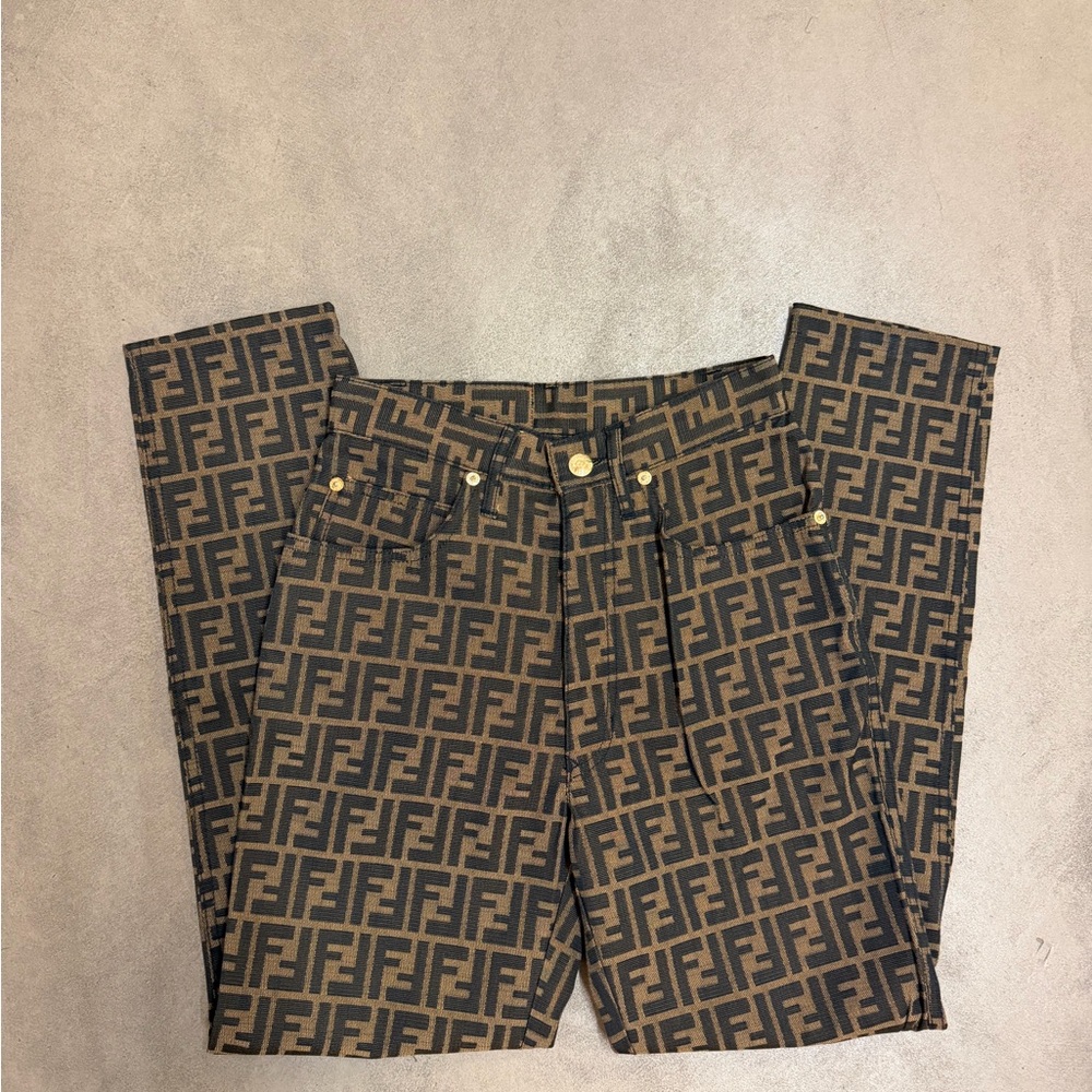 Vintage Fendi Black and Brown Monogram Trousers
